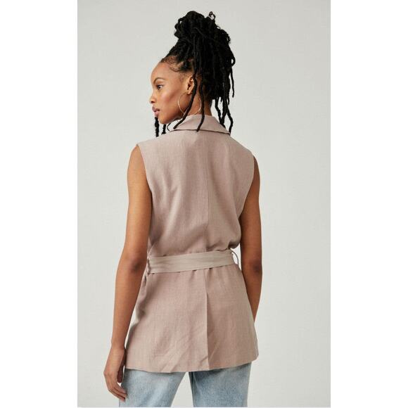 NWT Free People Olivia Vest Womens Small Tan Beige - Picture 3 of 12